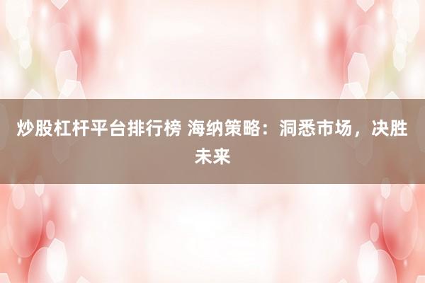 炒股杠杆平台排行榜 海纳策略：洞悉市场，决胜未来