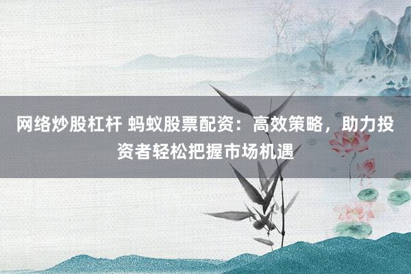 网络炒股杠杆 蚂蚁股票配资：高效策略，助力投资者轻松把握市场机遇