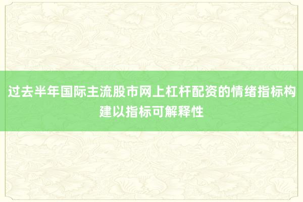过去半年国际主流股市网上杠杆配资的情绪指标构建以指标可解释性