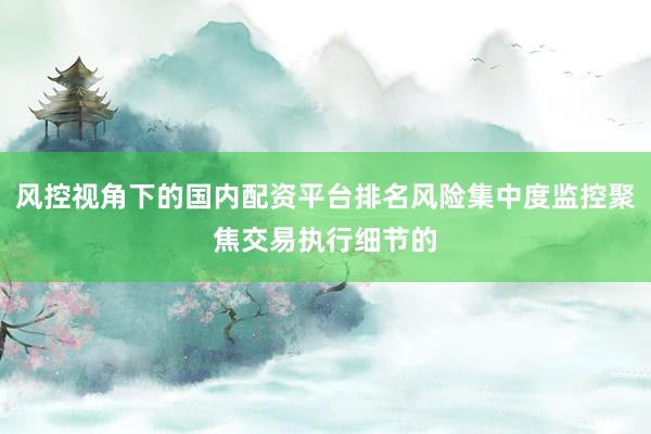 风控视角下的国内配资平台排名风险集中度监控聚焦交易执行细节的