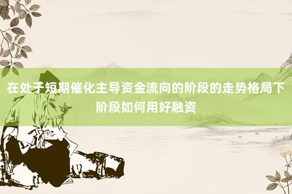 在处于短期催化主导资金流向的阶段的走势格局下阶段如何用好融资