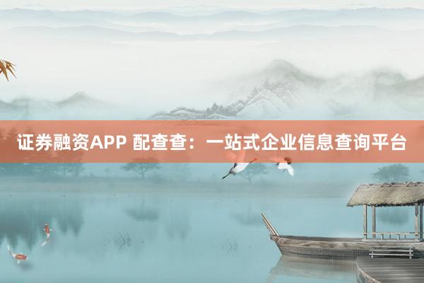 证券融资APP 配查查：一站式企业信息查询平台