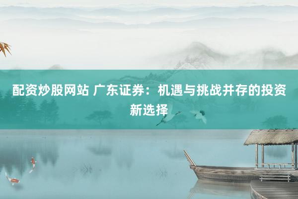 配资炒股网站 广东证券：机遇与挑战并存的投资新选择