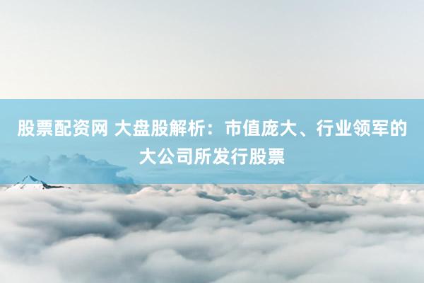股票配资网 大盘股解析：市值庞大、行业领军的大公司所发行股票