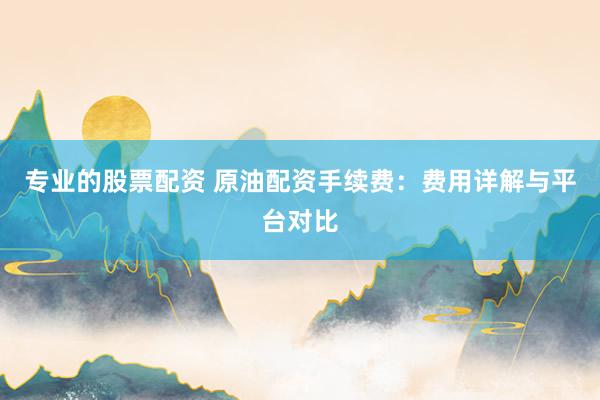 专业的股票配资 原油配资手续费：费用详解与平台对比